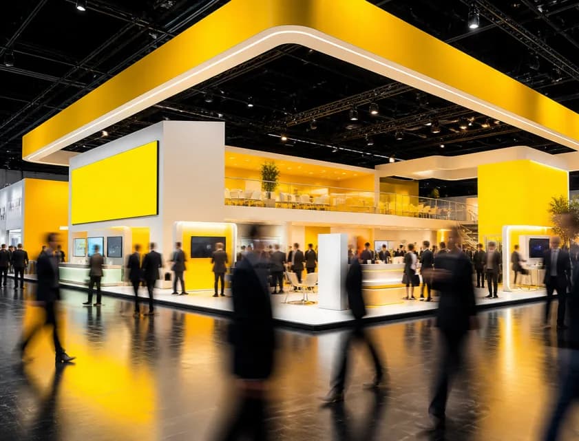 A busy exhibition stand